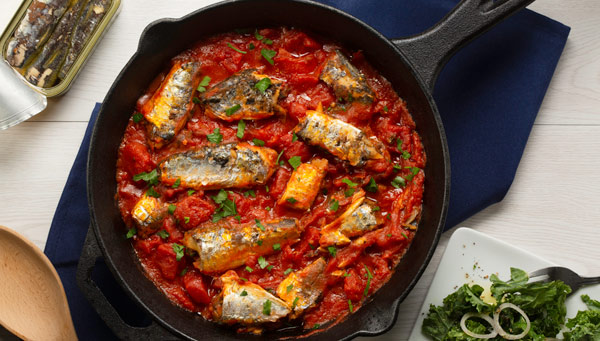 Sardines Simmered with Roma Tomatoes